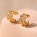 Brass plated K real gold fashionable OL retro ear bone clip inlaid with zircon exquisite light luxury ear clip hollow wide edge design_ipsvogv.com