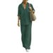 Women's Clothing women's two piece set women's lapel long sleeved shirt spring and autumn casual solid color pants wide leg suit_ipsvogv.com
