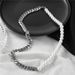 Hot Selling Stainless Splicing Necklace For Men, Non Fading Titanium Steel Pearl Chain Jewelry_ipsvogv.com