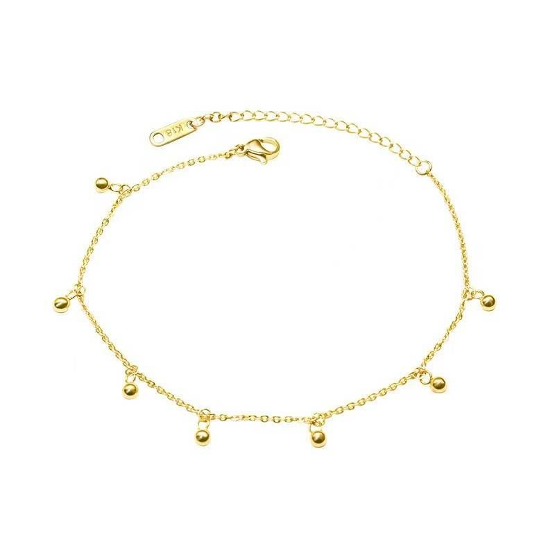 Titanium steel non-fading anklet women's sexy beads tassel fashion high sense ankle stainless steel foot chain_ipsvogv.com