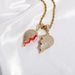 Combination Stitching Necklace Hip Hop Gold Plated Full Zircon Trendy Men's Fashion Wear Heartbreak Pendant Jewelry_ipsvogv.com