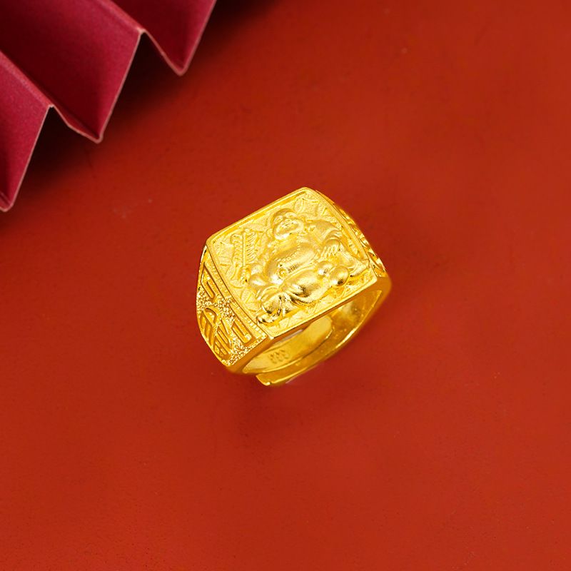 New Maitreya Buddha Vietnam Sand Gold Brass Gilded Jewelry Opening Men's Ring Accessories_ipsvogv.com