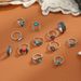 Wings Red Crescent Turquoise Joint Bohemian Style 12 Piece Set Ring_ipsvogv.com