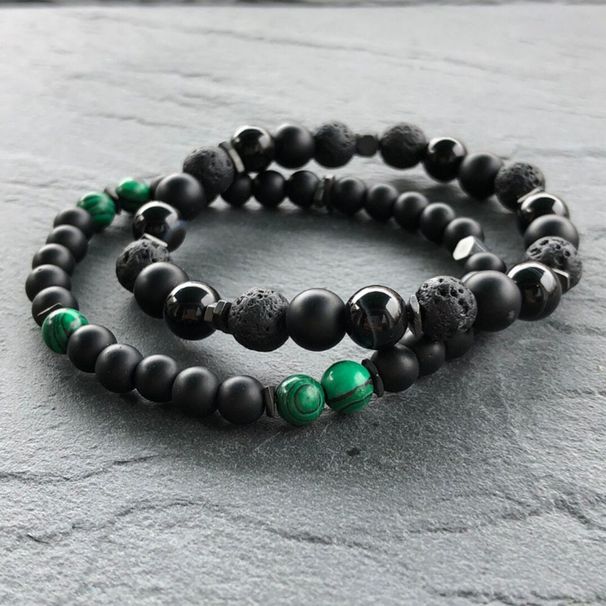 Hot Selling Bracelet Jewelry Black Gallstone Volcanic Stone Wood Beads Multi Layer Men's Bracelet Combination Set Elastic Bracelet_ipsvogv.com