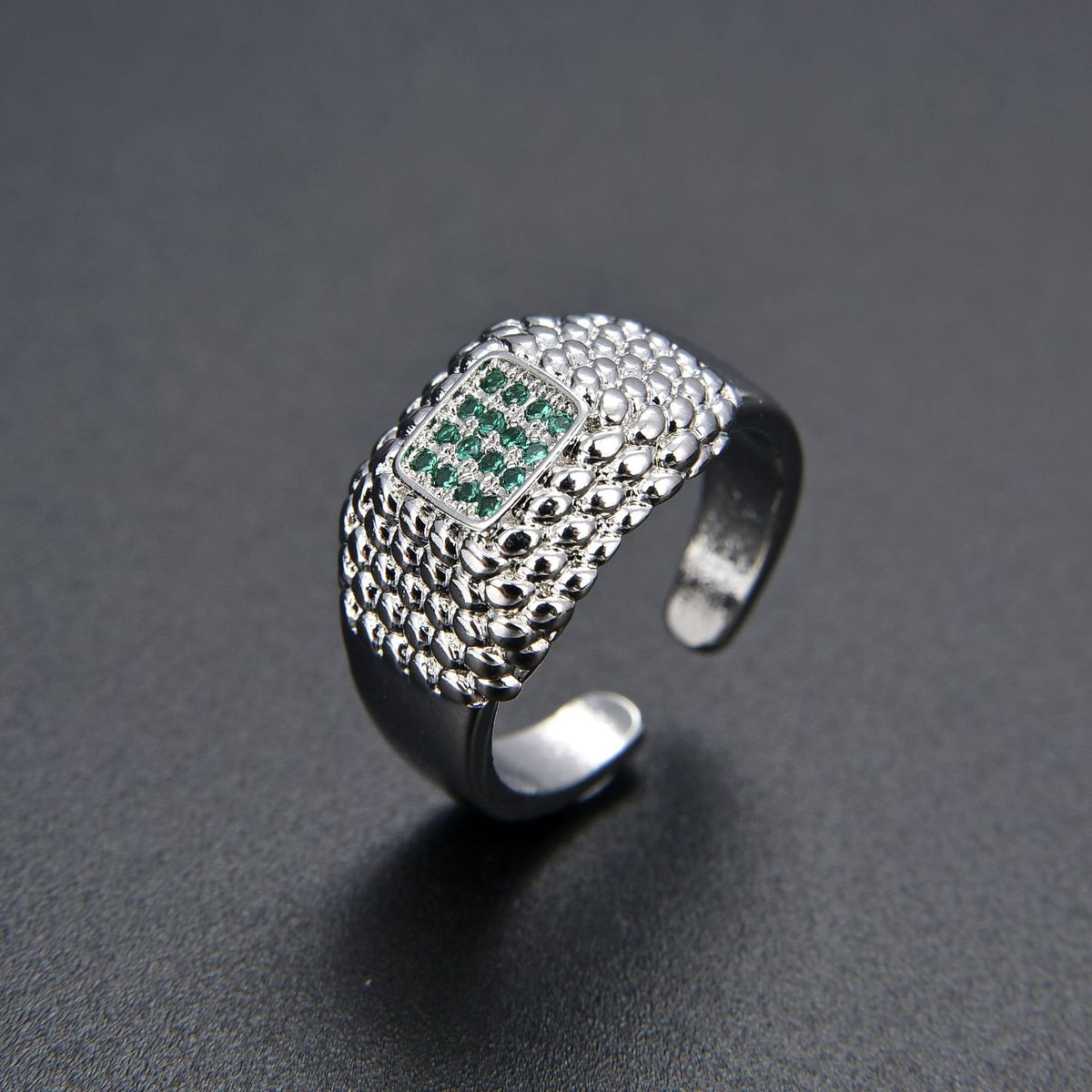 Women’s Jewelry Set Fashion Spot Trend Ins Light Luxury Style Square Diamond Zircon CZ Ring Opening Adjustable Wide Face Hand Jewelry_ipsvogv.com