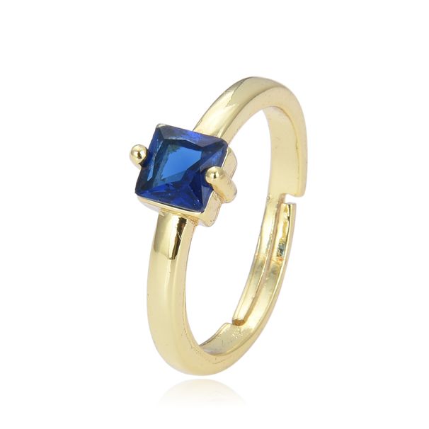 Unisex Simple Style Square Colored Diamond Zircon CZ Ring Female Index Finger Ring Opening Adjustable Ins Style_ipsvogv.com