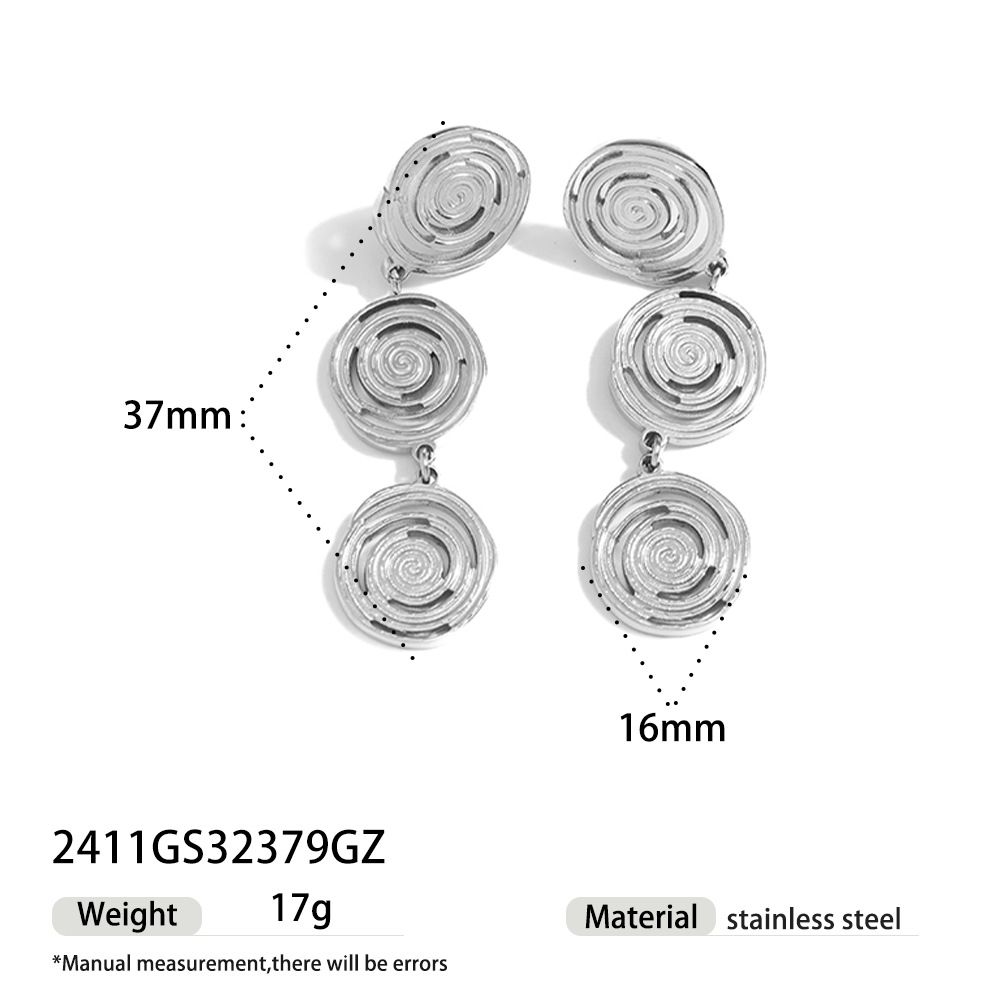 stainless steel personality round thread line winding earrings female hot selling titanium steel earrings_ipsvogv.com