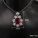 Cao Shi Imitates Red Zircon Floral Pendant, Women's Necklace, Fashionable Box Chain_ipsvogv.com