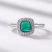 Cultivated Emerald Ring S925 Silver Inlaid With Smooth Colored Gemstone Open Finger Ring Retro Light Luxury_ipsvogv.com