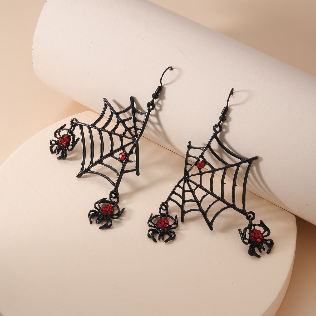Subtle and Exaggerated Halloween Series Nightclub Diamond Spider Web Punk Style Versatile Female Earrings_ipsvogv.com