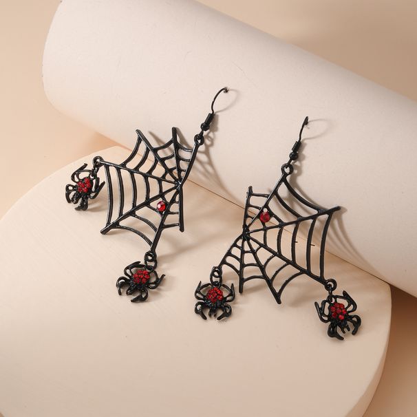 Subtle and Exaggerated Halloween Series Nightclub Diamond Spider Web Punk Style Versatile Female Earrings_ipsvogv.com