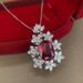Cao Shi Imitates Red Zircon Floral Pendant, Women's Necklace, Fashionable Box Chain_ipsvogv.com