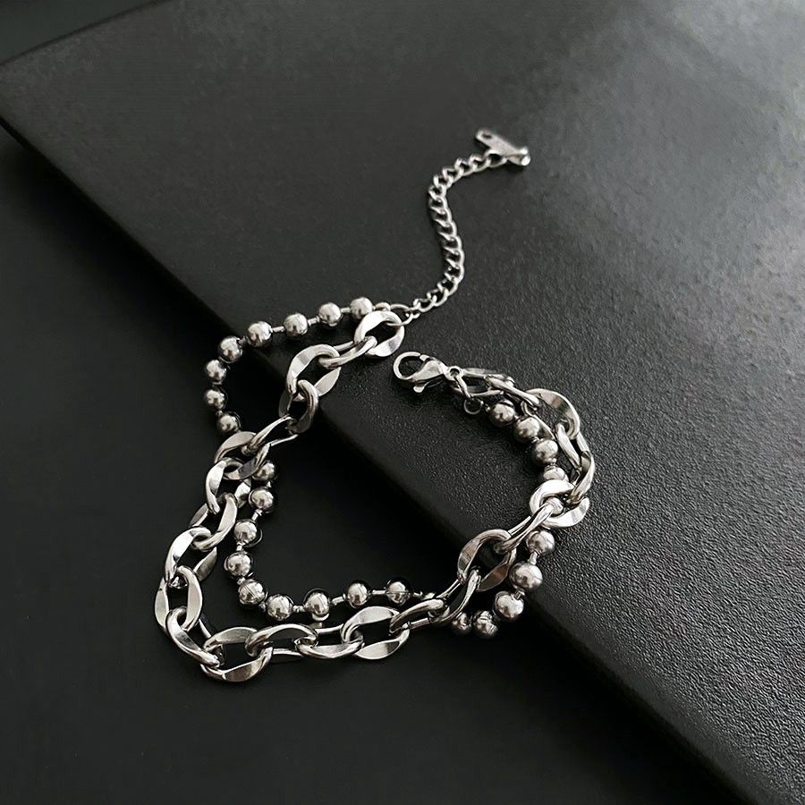 Double Layer Cuban Chain Minimalist Titanium Steel Bracelet For Women, Ins Niche Design, High-end Sense, Light Luxury,_ipsvogv.com