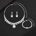 Trendy Gold And Silver Fashion Crystal Loose Diamond Necklace Earrings Bracelet Set Three Pieces_ipsvogv.com