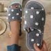Polka dot cross open toe cotton slippers indoor women home open non-slip silent soft sole slippers_ipsvogv.com