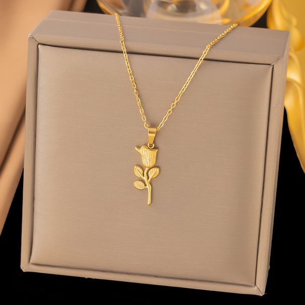 Rose Necklace, Simple Sweet Style Versatile Pendant, Collarbone Chain, Titanium Steel Material, Versatile, Trendy And_ipsvogv.com