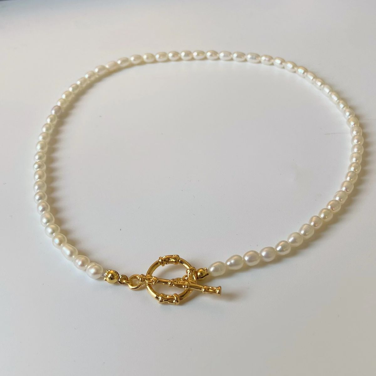 New Vine Branch OT Buckle Simple Short Style Charm Necklace French Beautiful Water Rice Grain Small Pearl Clavicle Chain_ipsvogv.com