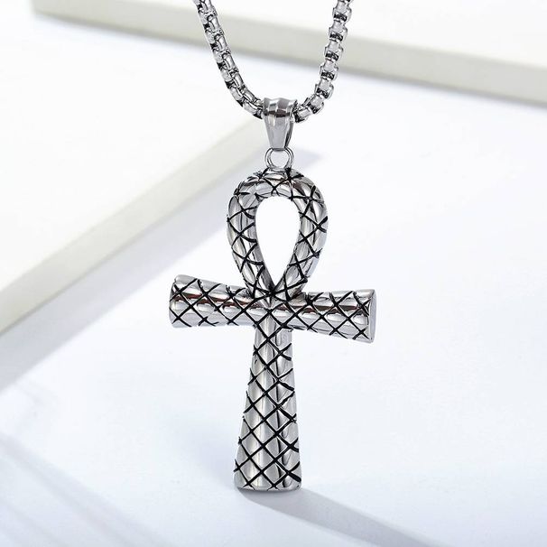 Egyptian Ankh cross titanium steel necklace niche personality cultural symbol pendant accessories_ipsvogv.com