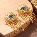 Devil's Eye Pearl Exaggerated Open Ring Monet Garden Oil Painting Series Tassel Flower Enamel Earrings_ipsvogv.com