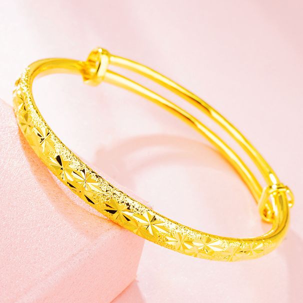 Vietnamese Sha Jin Flat Round Full Sky Star Push Pull Plated With True Gold Double Bu Matte Adjustable Bracelet For_ipsvogv.com