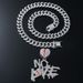 Hip Hop Full Diamond Splicing Love Pendant Men's collarbone Chain Heartbreak Letter NOE Cuban Necklace_ipsvogv.com