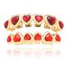 Body Jewelry Hip Hop 6 Piece Braces Red Heart Micro Inlaid Zircon Personality Creative Halloween Heart Shaped Braces_ipsvogv.com