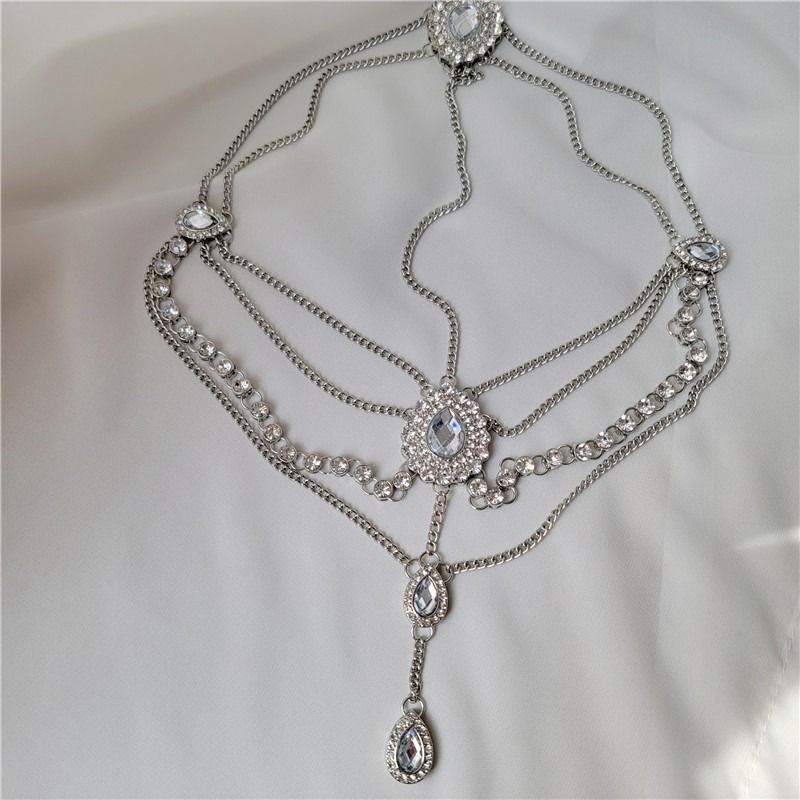 Exotic rhinestone headdress eyebrow pendant wave tassel chain diamond ancient style forehead hair accessories headchain_ipsvogv.com