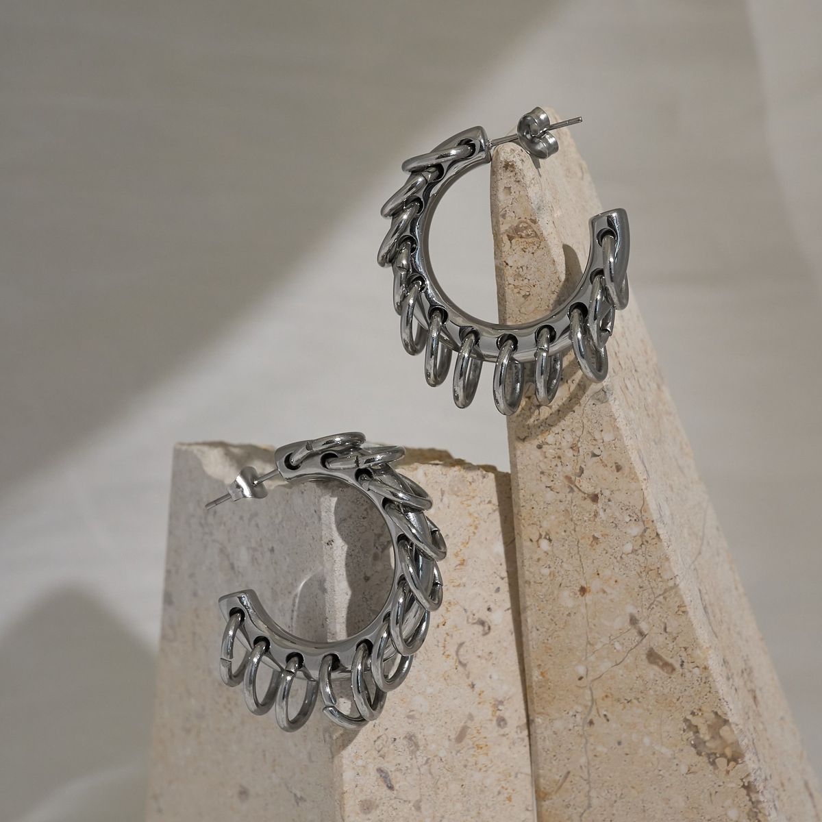 Women’s Jewelry Set Fashion Fashionable Niche INS Titanium Steel Vintage Chain Design Gold And Silver Earrings_ipsvogv.com
