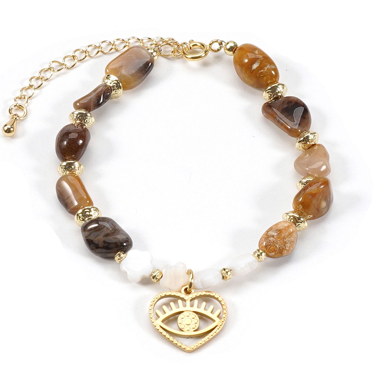 Five Pointed Star Plum Shell Black Opal Natural Stone Bracelet Necklace Set_ipsvogv.com
