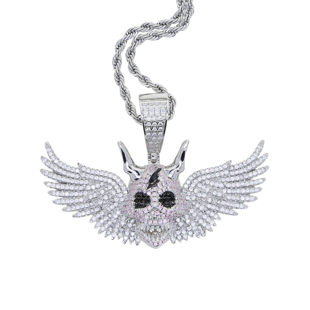 Men's Hip Hop Skull Pendant Necklace - Punk Style Gothic Jewelry With Zircon Accents - Adjustable 24-inch Chain In Silver & Gold Necklace Accessories_ipsvogv.com