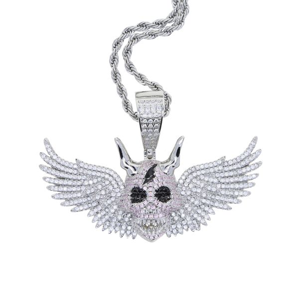 Men's Hip Hop Skull Pendant Necklace - Punk Style Gothic Jewelry With Zircon Accents - Adjustable 24-inch Chain In Silver & Gold Necklace Accessories_ipsvogv.com