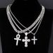Fashionable And Unique Eye Horus Ankh Cross Necklace With Three Layers Of Full Diamond Hip-Hop Cuban Chain_ipsvogv.com