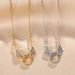 Full Diamond Angel Wings Titanium Steel Female Advanced Design Colorless Collar Chain Necklace Jewelry_ipsvogv.com