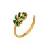 Women’s Jewelry Set Fashion Popular Leaf Diamond Stainless Steel Ring Niche Design Green Diamond Adjustable Ring_ipsvogv.com