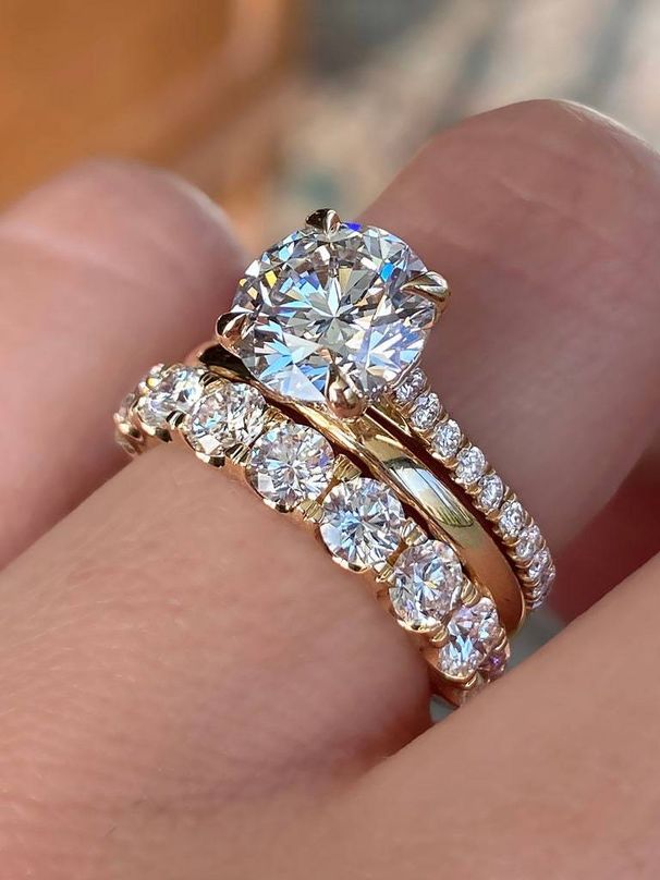 New Four Claw Double Diamond Zircon Set Ring Fashion Women's Trendy Handjewelry_ipsvogv.com
