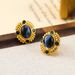 Vintage oval cat eye stone earrings with a high-end feel, niche luxury women's earrings, silver needles_ipsvogv.com