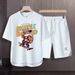 Men's Clothing 2024 Waffle Casual Summer Suit Men's Loose Teen Short sleeved T shirt Shorts Handsome Two piece Suit_ipsvogv.com