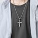 Retro pebble titanium steel cross necklace men's niche personality wear gravel road pendant_ipsvogv.com