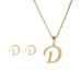 New Trendy Stainless 26 Letter English Necklace Earrings Set, Gold Pendant Necklace And Earrings, Stainless Steel Simple Men's And Women's Accessories_ipsvogv.com