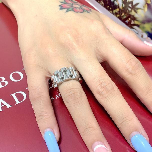 Titanium Steel Chain Ring Retro Fashion Fashionable Index Finger Ring Hip Hop Disco Watchband Ring Men And Women_ipsvogv.com