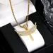 Full Diamond Alloy Rhinestone Titanium Steel Chain Personality Fashion Niche Design Wing Cross Necklace_ipsvogv.com