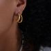Double Hoop Earrings Titanium Steel Cubic Zirconia & Wave Design Hypoallergenic Lightweight Jewelry For Women_ipsvogv.com