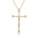 Micro Inlaid Zircon Pearl Cross Minimalist Wind Furnace Real Gold Necklace Female Ins Net Red Clavicle Chain Accessories_ipsvogv.com