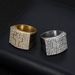 New 316 Stainless Steel/Titanium Steel Gold-Plated Full Diamond Cross Hip-Hop Men's Ring_ipsvogv.com