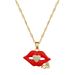Flame 【 】 Red Lips Zircon Light Luxury Charm Gorgeous Full Diamond Necklace Women's Versatile Clavicle Titanium Steel 【 】_ipsvogv.com