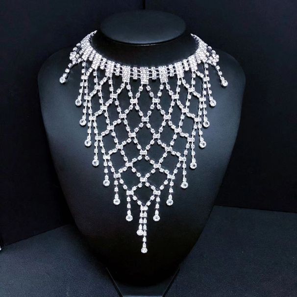 Fashionable tassel necklace temperament luxury water drop necklace all match full diamond necklace niche jewelry_ipsvogv.com