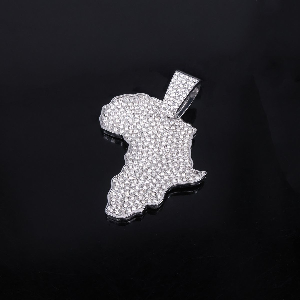 Personality Full Map Pendant Necklace For Men Hip Hop Cool Single Row Diamond Cuban Chain_ipsvogv.com