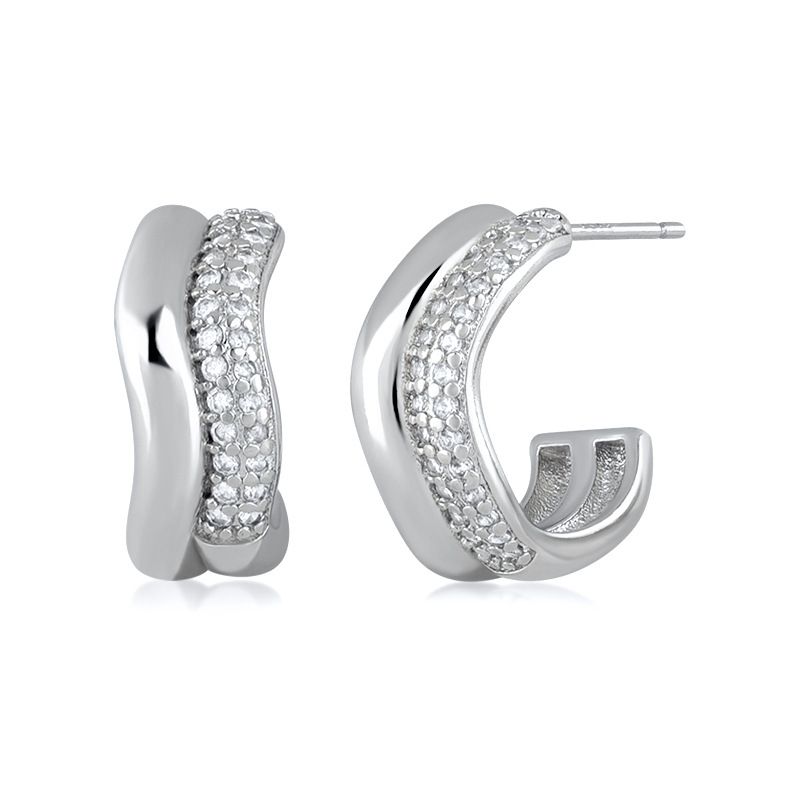 Women's Jewelry S925 Silver Needle Trendy Fashion Ins Style Retro C Shaped Versatile Earrings Classic Inlaid Zircon High End Earrings_ipsvogv.com