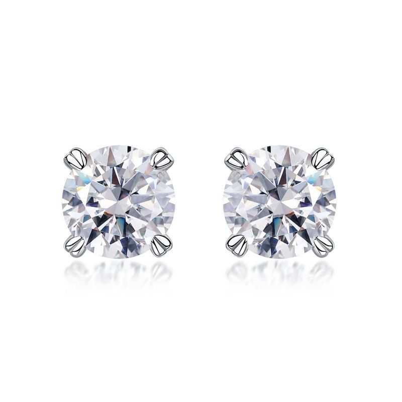 Simple Four Claw Inlaid D Color 1 Carat Moissanite Earrings S925 Silver Brilliant Moissanite Earrings Fashion_ipsvogv.com