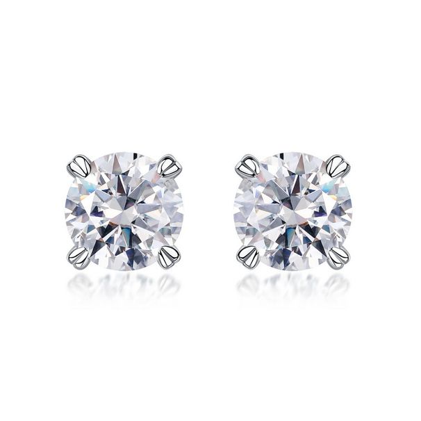 Simple Four Claw Inlaid D Color 1 Carat Moissanite Earrings S925 Silver Brilliant Moissanite Earrings Fashion_ipsvogv.com